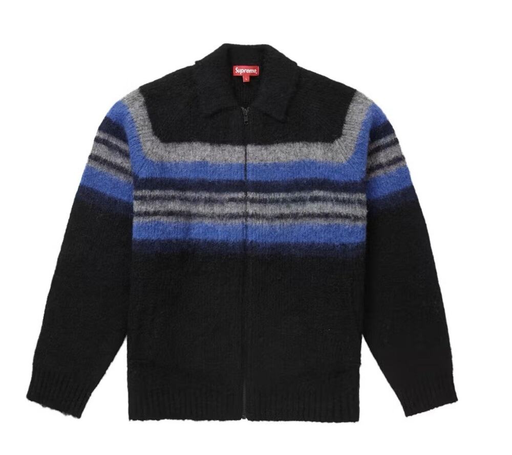 Supreme Brushed Wool Zip Up Sweater Size M New Black